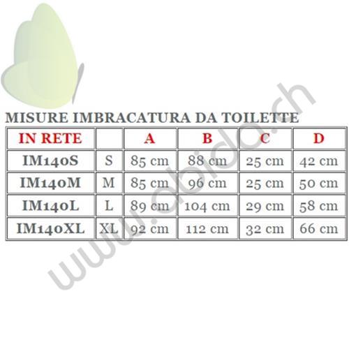 Imbracatura da toilette in rete (Taglia L) per sollevamalati - SENZA POGGIATESTA - (Portata max 250 kg) - Testata da istituto accreditato nel rispetto dei requisiti previsti dalla norma tecnica UNI EN ISO 10535.