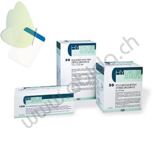 HYPORFILM COMPRESSE ADESIVE STERILI (10 x 12,5cm) (Conf. 50 pz) Compresse adesive in puliuretano, ipoallergiche sterili, antibatteriche - impermeabili - Busta PEEL OPEN