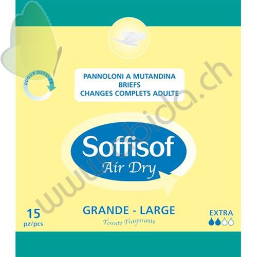 SOFFISOF SLIP AIR DRY EXTRA (Large 100-150 cm) (Saugstärke 2 Tropfen ) - Die elastischen Windelhosen eignen sich für mittlere bis schwere Inkontinenz (Konf. 15 Stück)