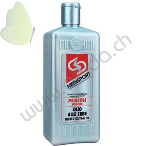 Aromatisches Massageöl (500 ml) mit sechs Kräuterarten angereichert - geeignet für lange Massagen