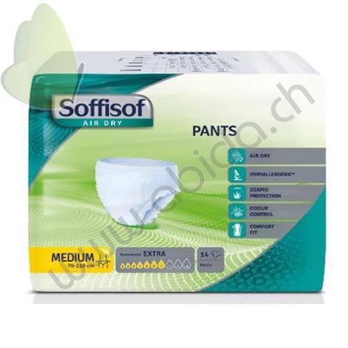 SOFFISOF - PANTS AIR DRY EXTRA (Medium 70-110 cm) (Saugfähigkeit 7 Tropfen) - Einweghosen für aktive Menschen mit leichter bis mittlerer Inkontinenz - diskret, atmungsaktiv, bequem und geräuscharm (Konf. 14 Stck.)
