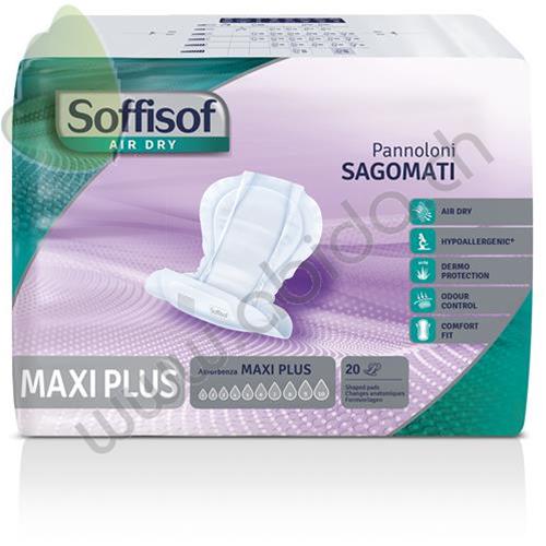 SOFFISOF AIR DRY EINLAGEN MAXI PLUS (maximale Saugfähigkeit) - Anatomisch geformten Einlagen eignen sich für Damen und Herren mit leichter bis schwerer Inkontinenz - Konf. 20 Stück