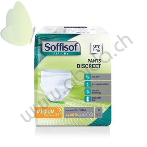 Pants Discreet (MEDIUM 70-110 cm) (5 gocce) Soffisof Air Dry è una mutandina assorbente monouso ideale per persone attive, con perdite urinarie leggere - CONF. 8 PEZZI