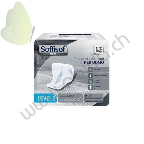 SOFFISOF MEN LEVEL 2 (mittlere Blasenschwäche) - Speziell für Männer mit leichtem bis mittlerem Urinverlust - An die männliche Anatomie angepasst - Zusätzlicher Auslaufschutz - Konf. 10 Stück