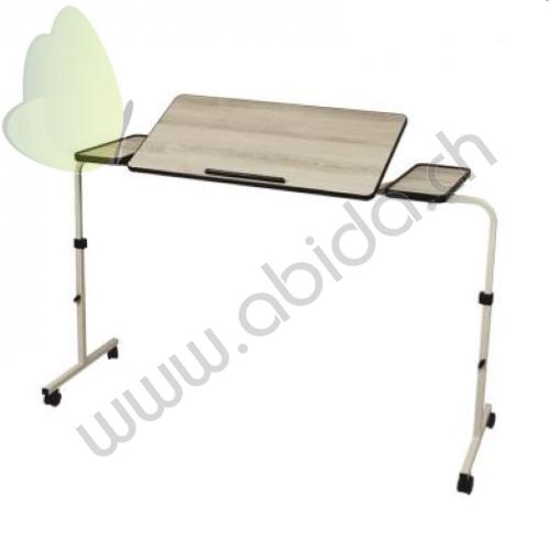 Tavolino serviletto a ponte - regolabile in larghezza da 113 cm a 136 cm - Può essere utilizzato sopra un letto o sopra una sedia ed è dotato di quattro ruote piroettanti, di cui 2 con freno.