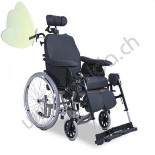 IDSOFT EVOlution KIPPROLLSTUHL - Sitz 48/49 cm - Port. Max 140 KG - Rollstuhl mit neigbarem Sitz - neigbare Rückenlehne (von 90 ° bis 120 °) und höhenverstellbar, ausgestattet mit mehrfach verstellbarer Kopfstütze und mit seitlicher Übersetzung: